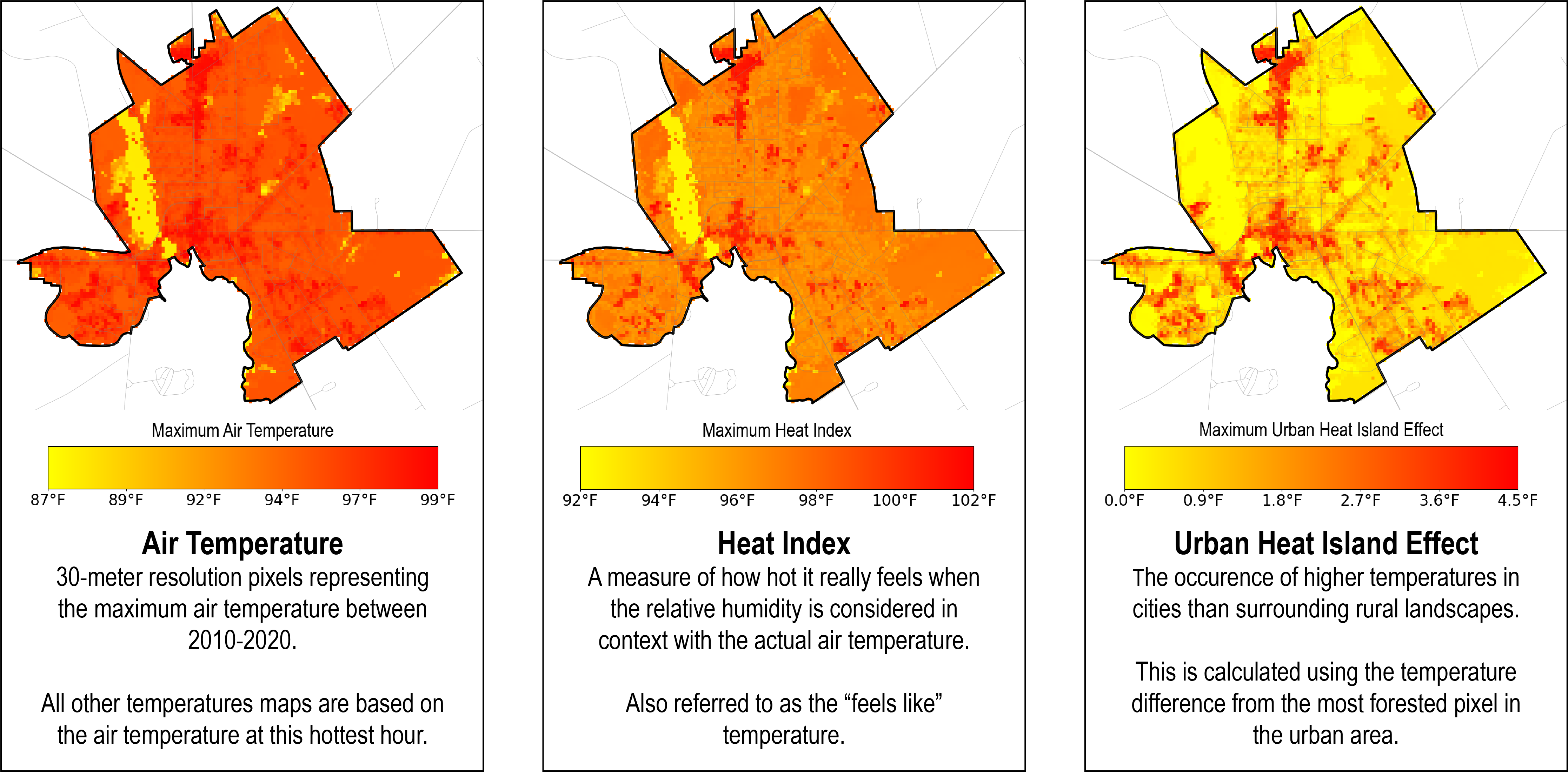 Examples of temperature‑related raster outputs